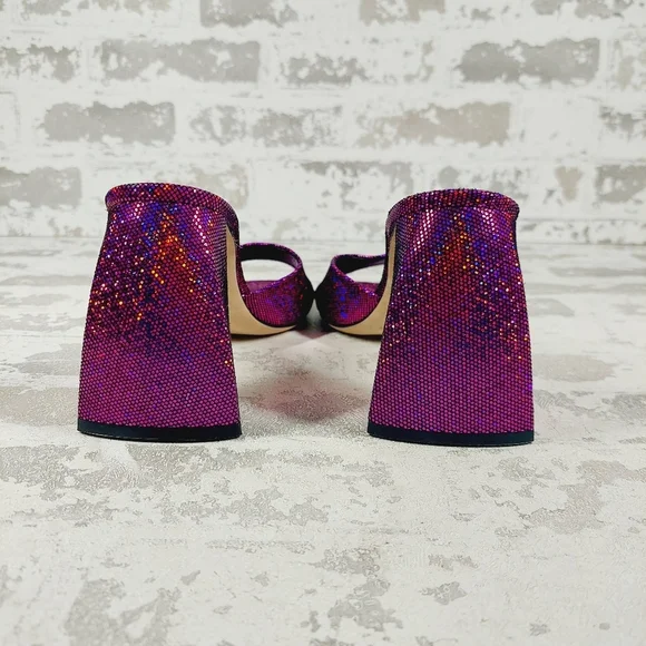 New By Far Michele Purple Metallic Leather Mules K127 - Picture 6 of 12